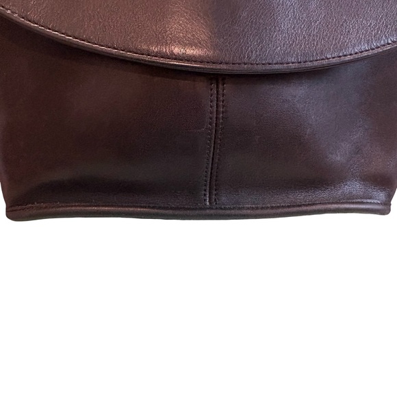 Vintage Coach Loden Leather Equestrian Large Flap Bag in Dark Brown - Style 9807 - Picture 8 of 15